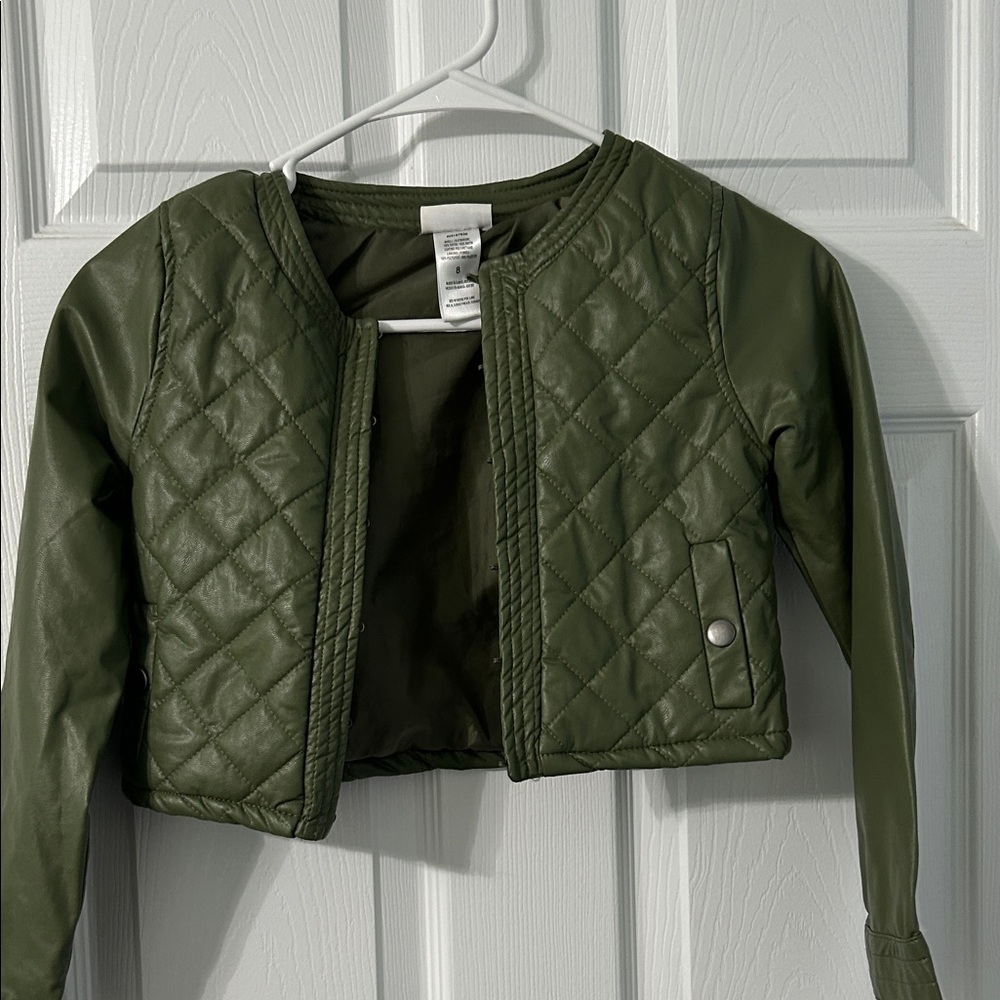 Nicole Miller Olive Green Quilted Kids Jacket